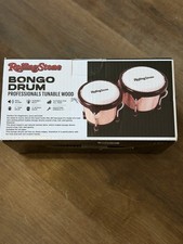 RollingStone Bongo Drums Set Natural Wood Metal 2-Piece