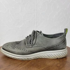 ECCO Mens St 1 Hybrid Lite Brogue Wingtip Magnet Shoes 10 Gray Leather Oxford