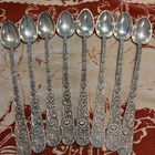 S. Kirk & Son Sterling Silver Repousse Pattern Iced Tea Spoons Set of 8
