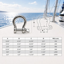 T316 Stainless Steel Bow Shackle Anchor Chain Rigging Paracord Marine Boat T316 Stainless Steel Bow Shackle Anchor Chain Rigging Paracord Marine Boat