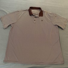Ariat Polo Shirt Mens XL Brown Striped AriatTEK Heat Series Riding Performance