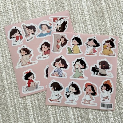21 Cute Little Girl Stickers, 1.75  Kawaii Stickers