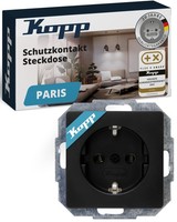 Steckdose 1-Fach 16A 250V IP20 Schwarz Matt Kopp Paris Schutzkontakt