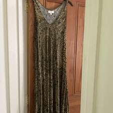 Apricot Size 14 Black/Gold V-Neck Viscose Maxi Dress 