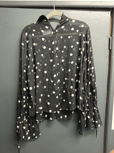 Top Shop Sheer Polka Dot Button Up Blouse Sz 12 NWT - Picture 4 of 4