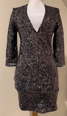 #ad EXPRESS Womens Black Sequin Occasion Cocktail Dress NWOT Sz 0 $45.00