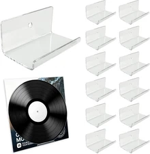 12 Pack Clear Vinyl Record Holder Wall Mount, Invisible Floating Acrylic Album R