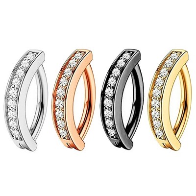 Bauchnabelpiercing Clicker Scharnier Top Down Bauchnabel Ring Zirkonia Kristalle
