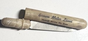 Rare 1930s Celluloid Advertising Nail File Brown Motor Lines Youngstown OH Deco