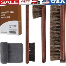 Professional Leather Suede Horse Hair Brush Cleaner Kit Shoes Boots Bags New