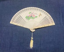 Vintage Wooden Floral Filigree Fan Handcrafted Handheld Accessory