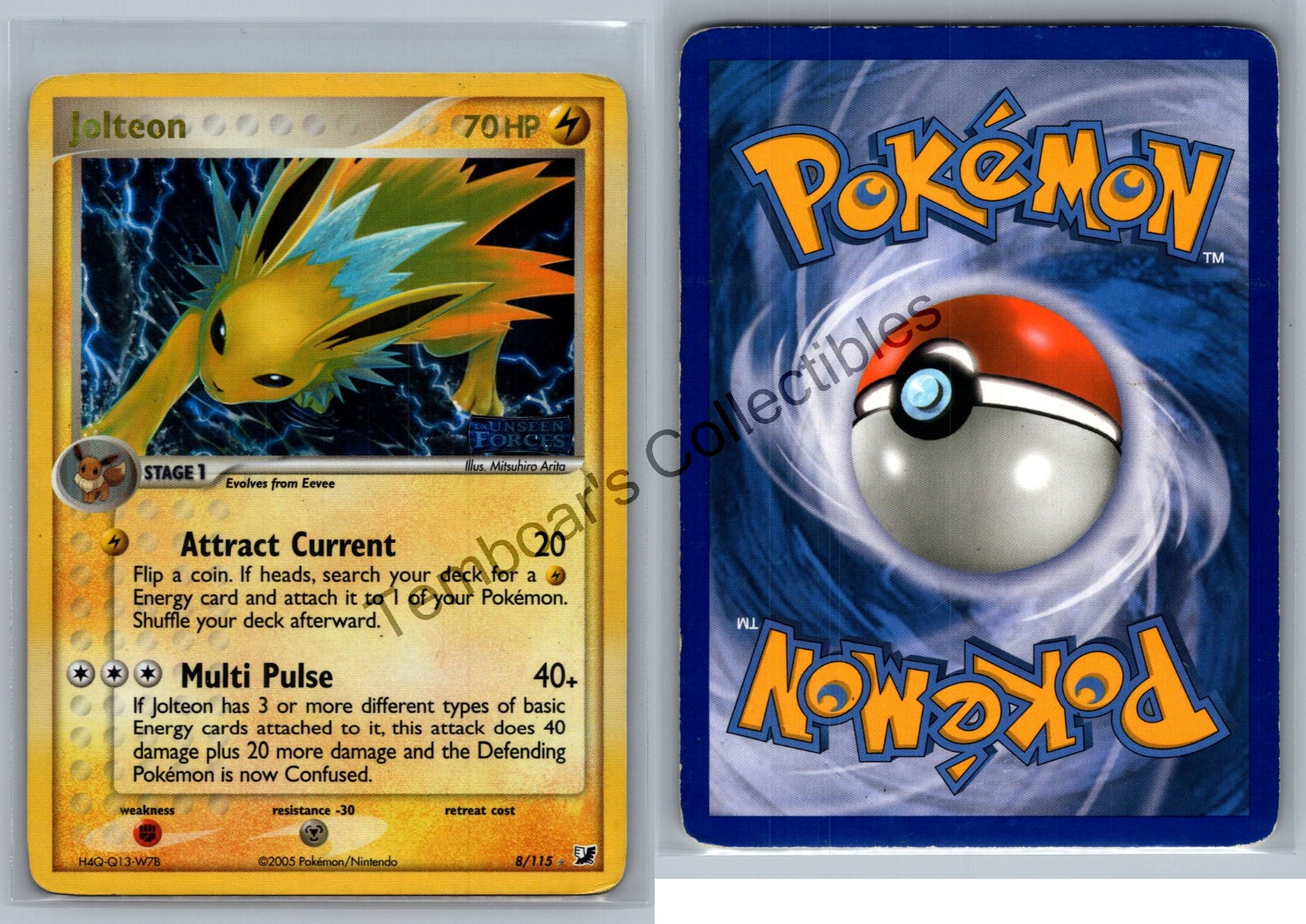 Jolteon #8/115 Rare 💥 2005 ex Unseen Forces 💥 Reverse Holo 💥 Stamped 💥LP/MP