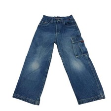 FUBU Y2K Cargo Jeans Size 8 Kids Hip Hop Dark Wash 90s Streetwear Skate Baggy