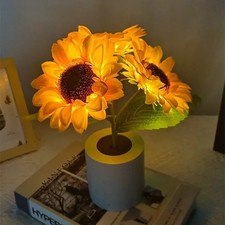 Rechargeable 3 LED Sunflower Night Light for Bedroom Bedside Table Decor