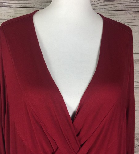 Avenue Woman Red V-Neck Knotted Front Stretch Tunic Top Plus Size 30/32 (4X) - Picture 4 of 14
