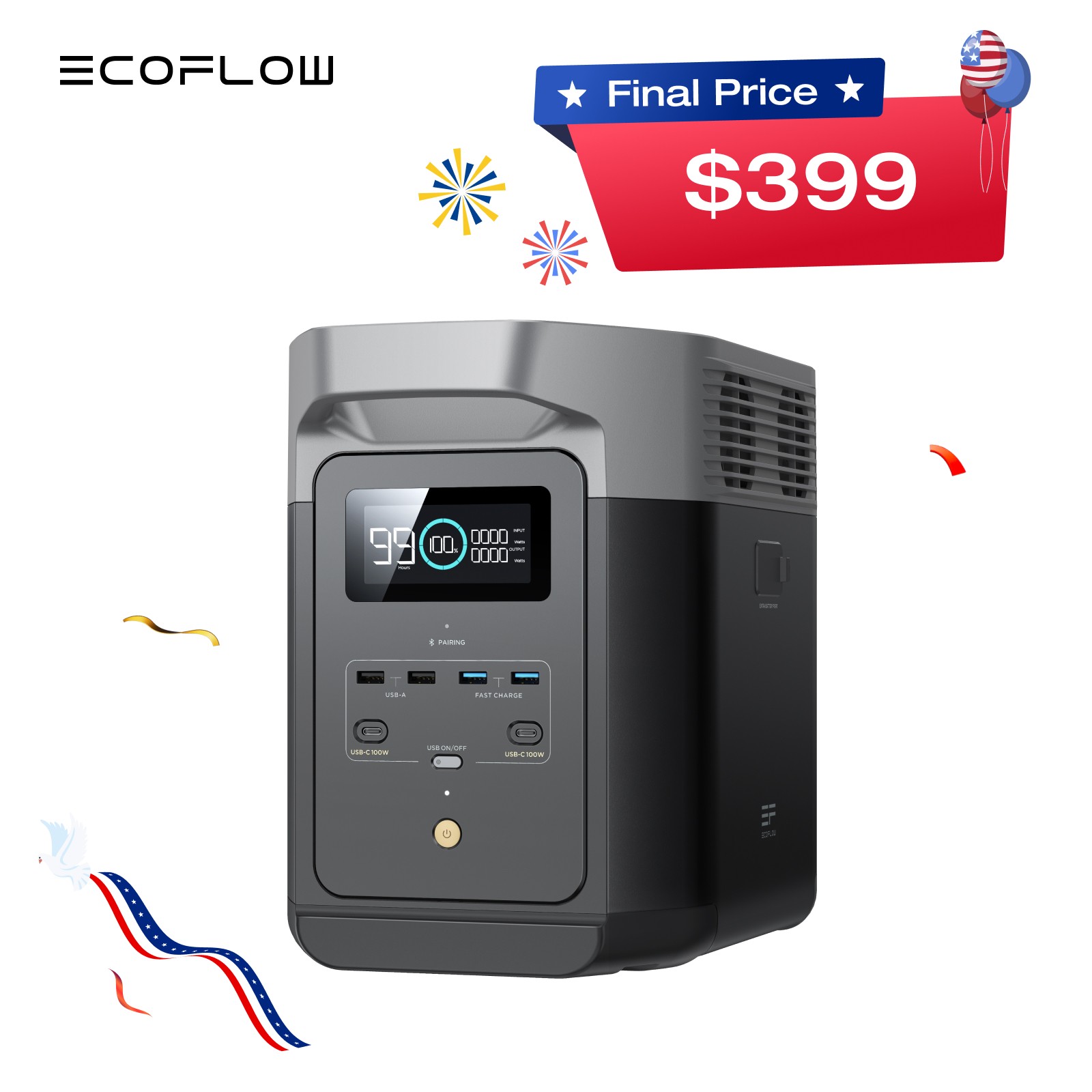 EcoFlow DELTA 2 Portable Power Station 1024Wh Generator for Outdoor, RV, LiFePO4