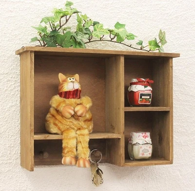 Setzkasten Holz B221 Wandregal shabby 34 cm Sammlervitrine Schlüsselhaken Regal - Bild 1 von 4