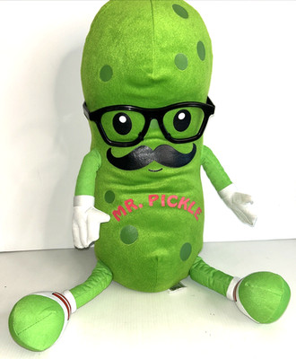 Fiesta Mr. Pickle Plush Stuffed Animal 17'' Black Glasses Moustache Feet Arms