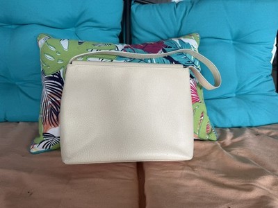 Vintage Gucci Off White Neutral Leather Bag Gold Hardware Peeling