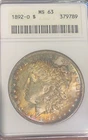 1892 O Morgan Dollar ANACS MS63