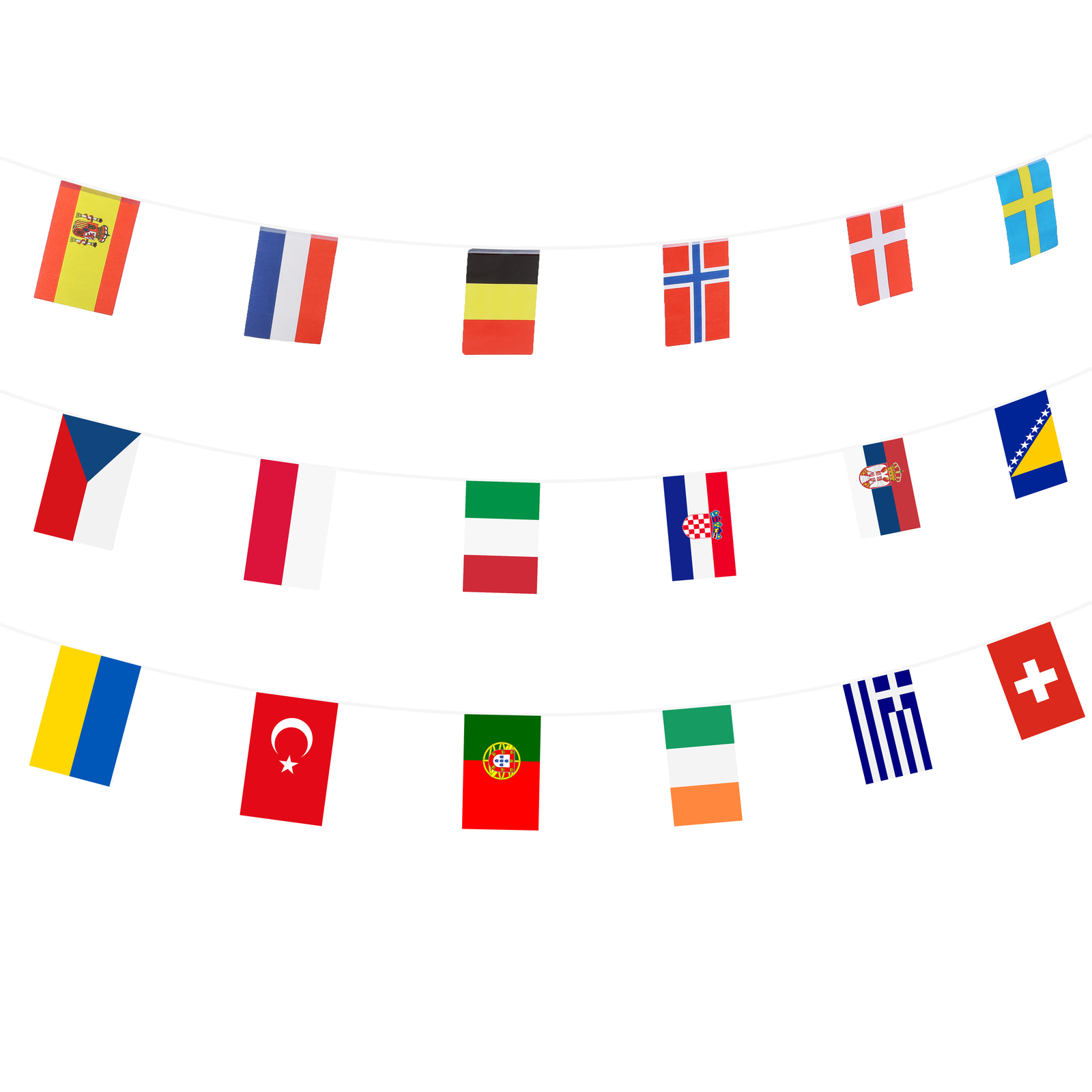 EURO BUNTING 33FT FLAG DECORATION 24 FLAGS 10M FOOTBALL EUROS PARTY SPORTS