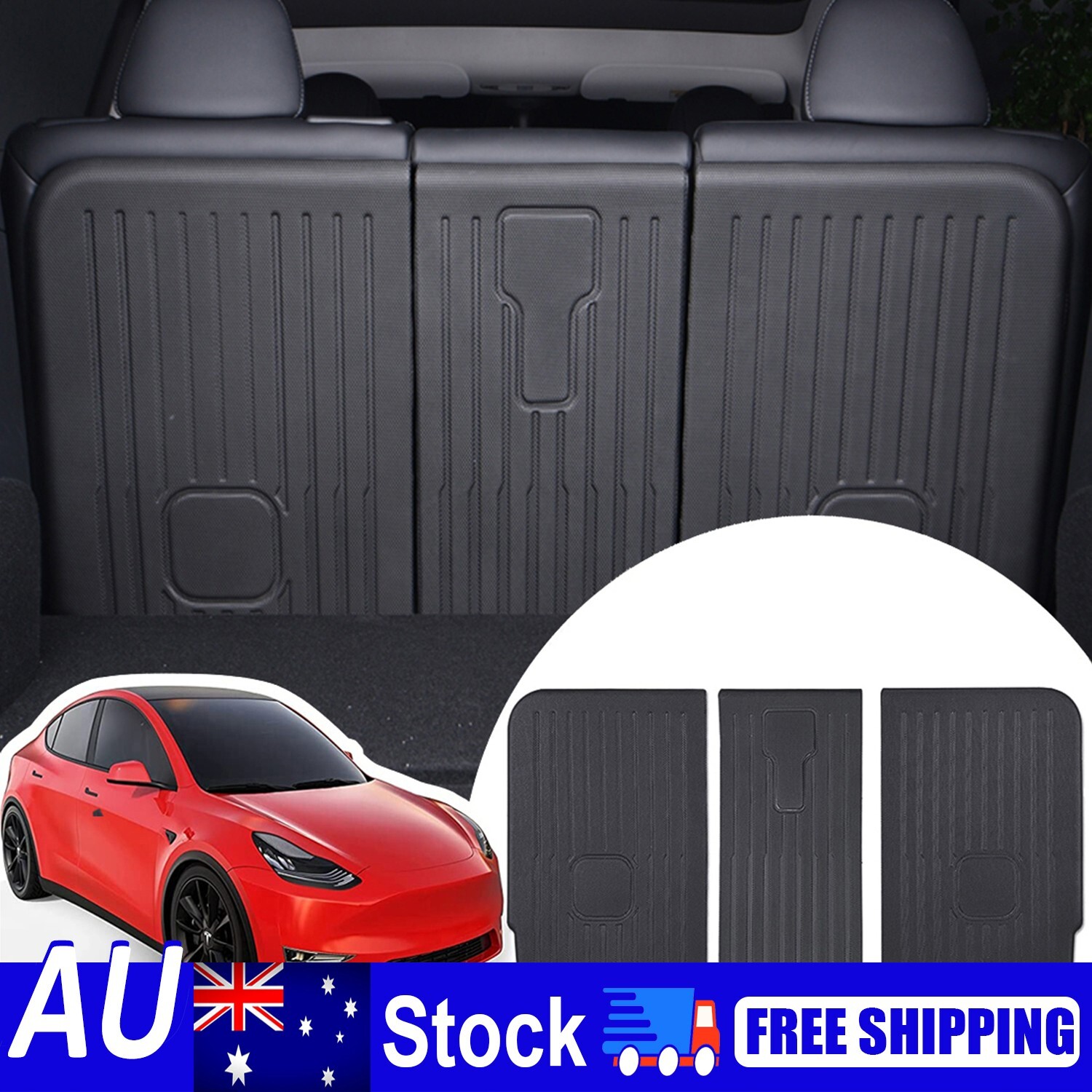3pcs Rear Trunk Back Seats Mats All Weather Kick Protector for Tesla Model Y