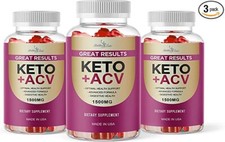 Great Result Keto ACV Gummies for Weight Loss - 1500mg , Apple Cider 3 Pack 