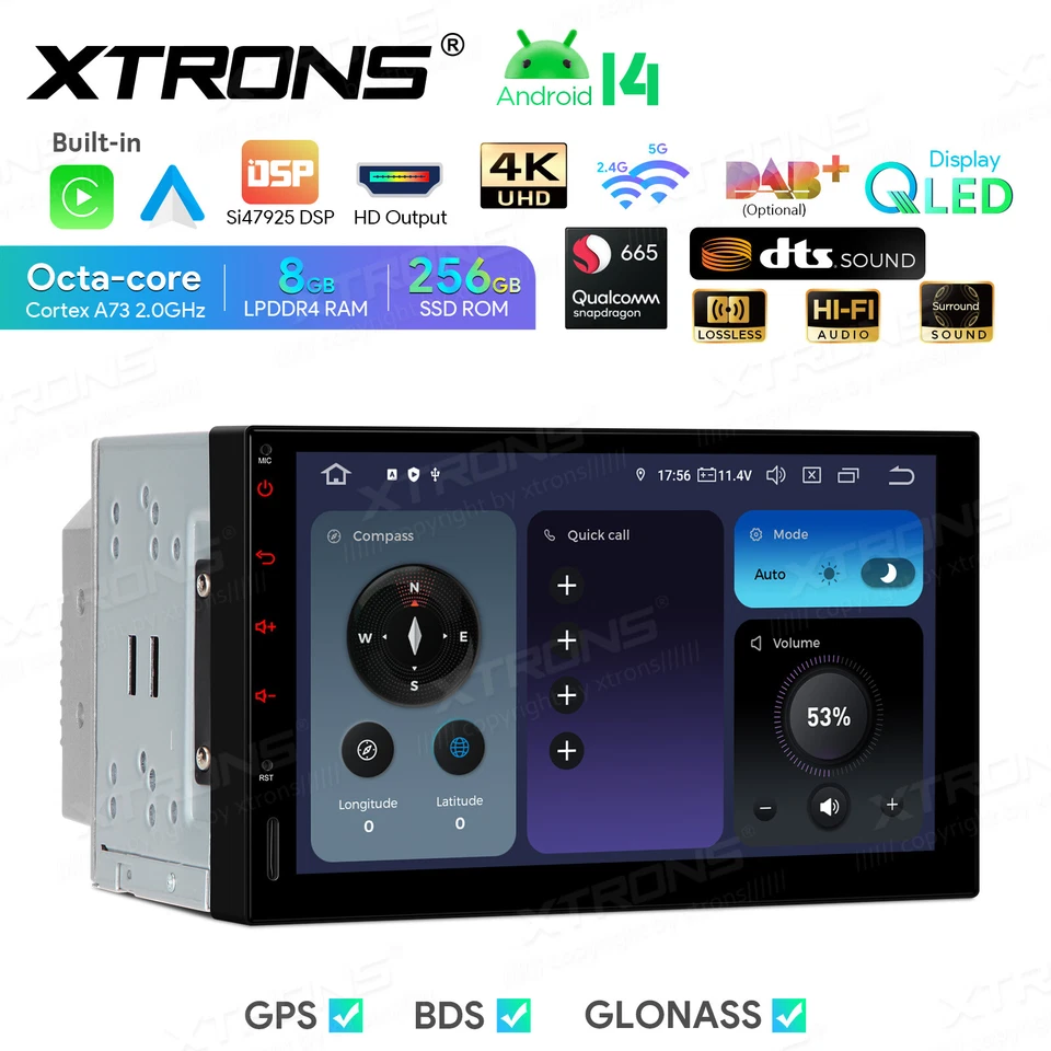 7" Android 14 Qualcomm 8Core 8+256GB Car Stereo GPS SatNav Radio DTS 4K WiFi USB - Image 3 of 4
