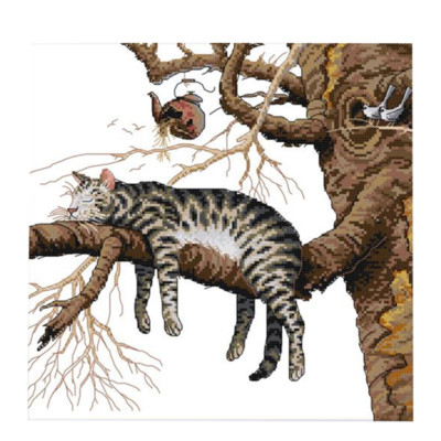 Gestempelt & gezählte Stichsets faule Katzenmuster Diagramme zum Selbermachen Handarbeit