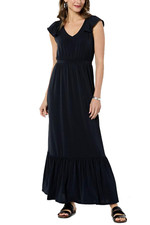 IMAN Global Chic Drapey Knit Tiered Maxi Dress Black