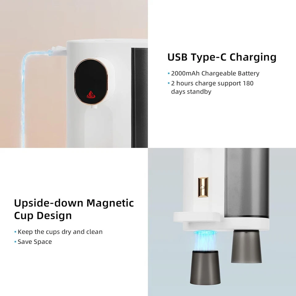 Dispensador automático de enjuague bucal niveles de control táctil montado en la pared recargable Foto 4 de 4