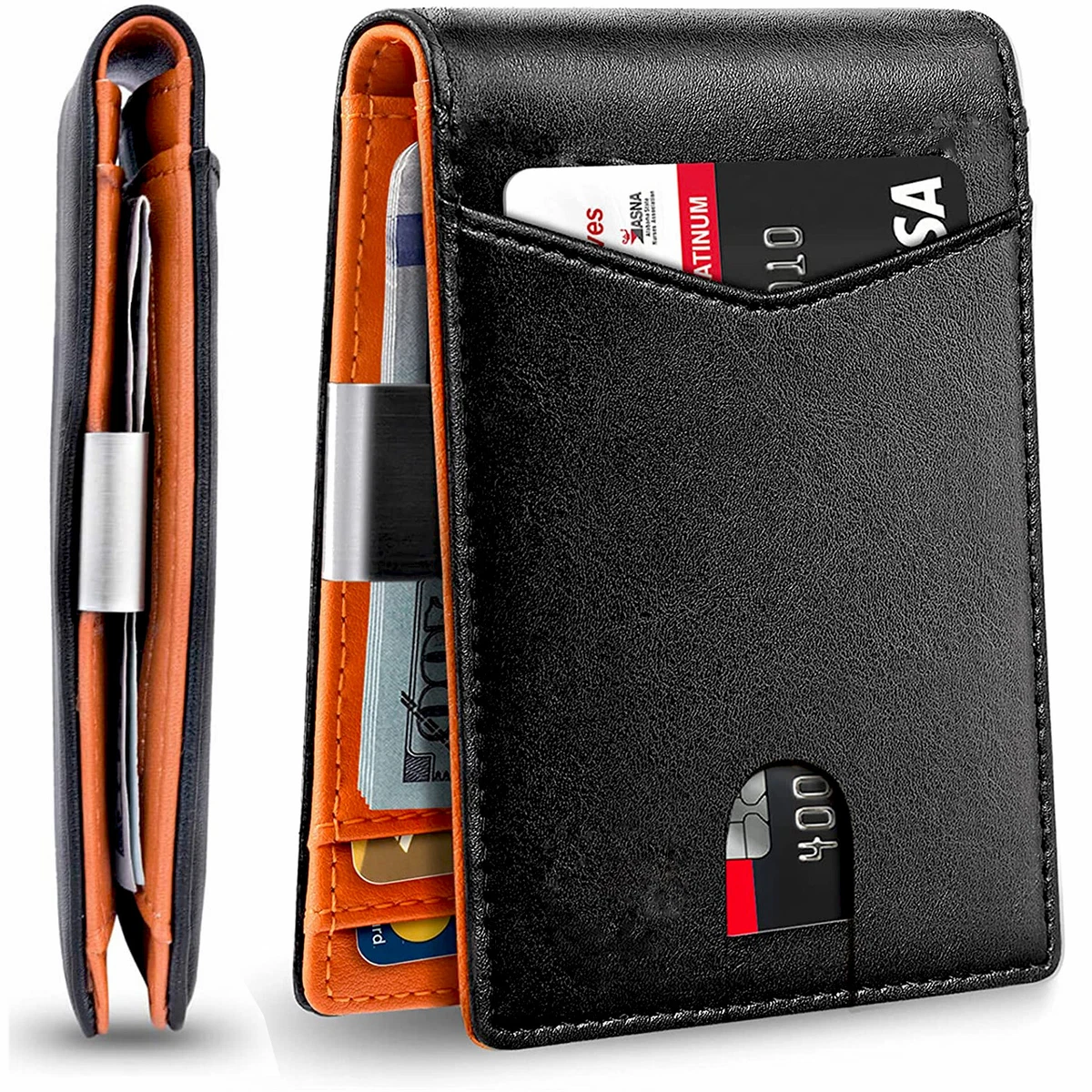 Men's Slim Wallet Money Clip Rfid Blocking Pocket Bifold Wallet