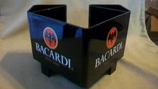 Bacardi Rum Hard Plastic Utensil, Straw, Napkin Holder, Black with logos