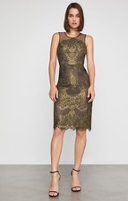 NWT 368 BCBG Max Azria Metallic Lace Cocktail Dress