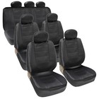 Van SUV Seat Covers 3 Row PU Leather Side ArmRest Compatible Black