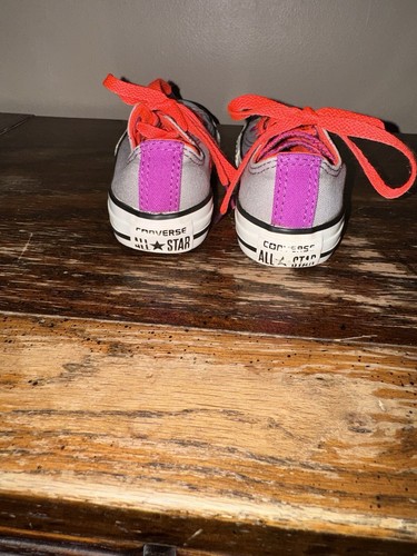EUC Converse All Star Double Tongue Shoes Low Top Gray Purple Orange Youth Sz 11 - Picture 6 of 10