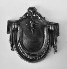 Nickel Depression Era French Provincial Antique Hardware Drop Ring Drawer Pull