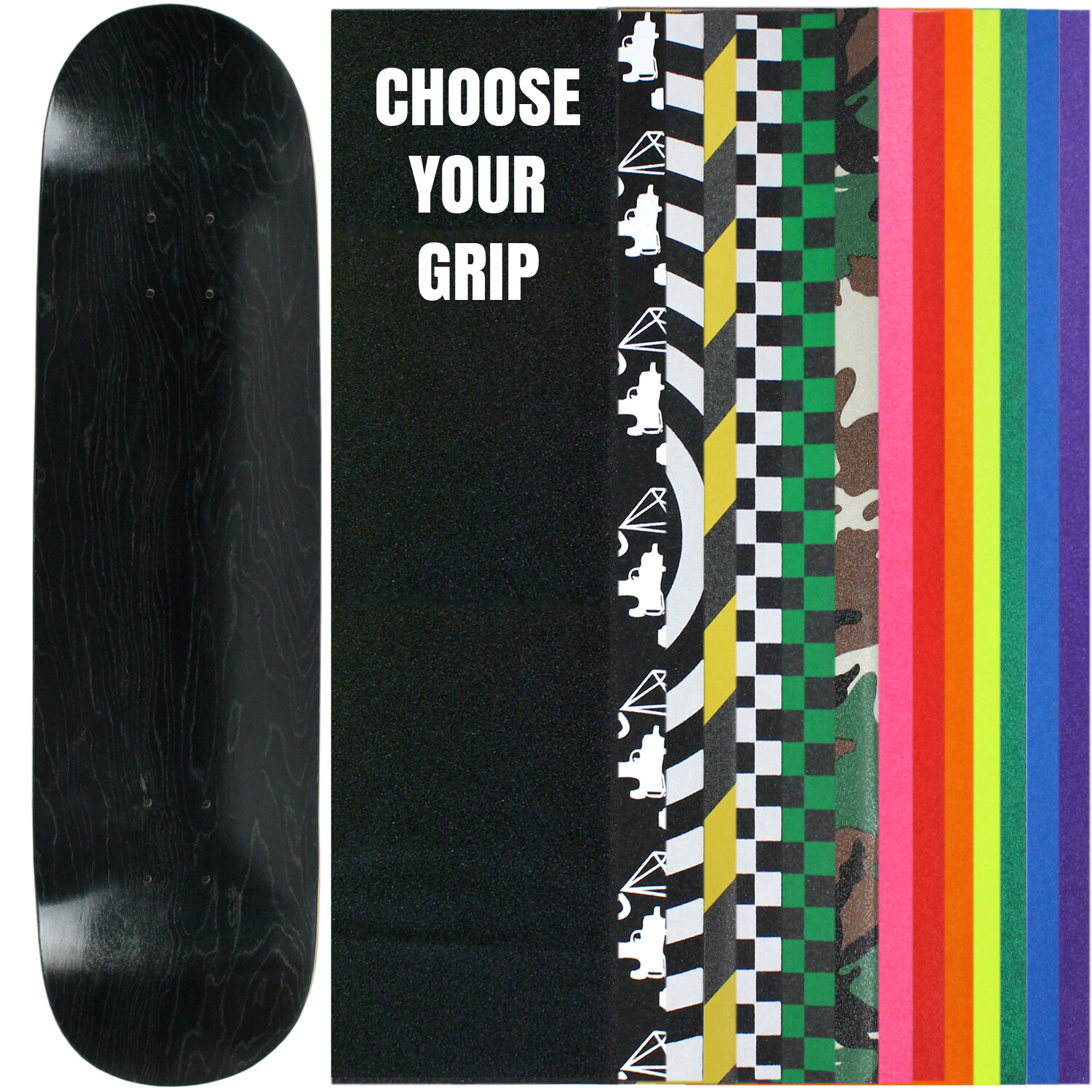 スケートボードデッキプロ 7層カナダメープルステインブラックGriptape 7.5インチ - 8.5インチ