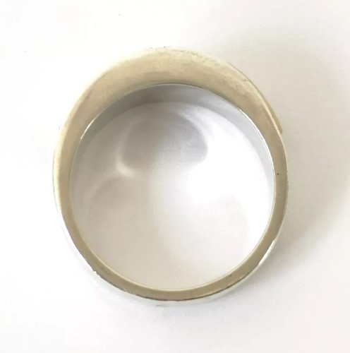 Vtg Modernist 925 Sterling Silver & Gold Wide Band Ring Sz M½ Hallmarked - Picture 6 of 11