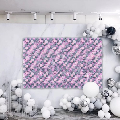 6 piezas Paredes de flores artificiales 3D rosa seda telón de fondo de pared decoración para boda fiesta