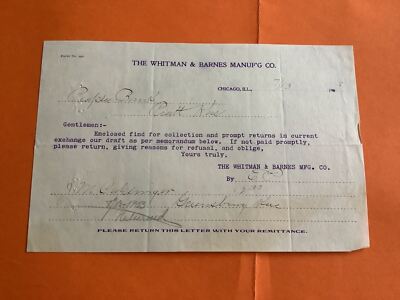 U.S. The Whitman & Barnes Manufg Co Chicago 1903 Quittung R39931