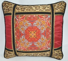 Custom Corded Pillow made w Ralph Lauren Galahad Red and Venetian Leopard Fabric