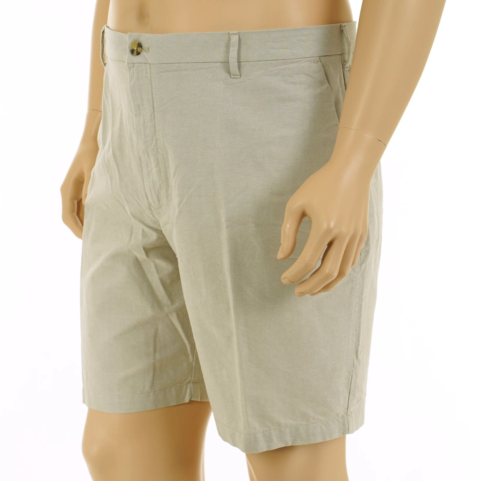 IZOD Men's SIZE 42 Flat Front BEIGE SHORTS Wicking SPORTFLEX WAISTBAND Quick Dry