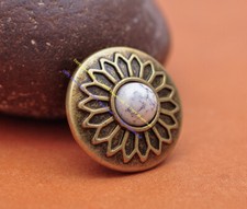 10X HEAVY RETRO FLOWER BRASS LEATHERCRAFT WESTERN SADDLE BRIDLE BELT CONCHO 20MM