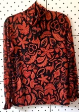 Fabienne Chapot Floral Animal Print Mesh Top Blouse Size M Roll Neck