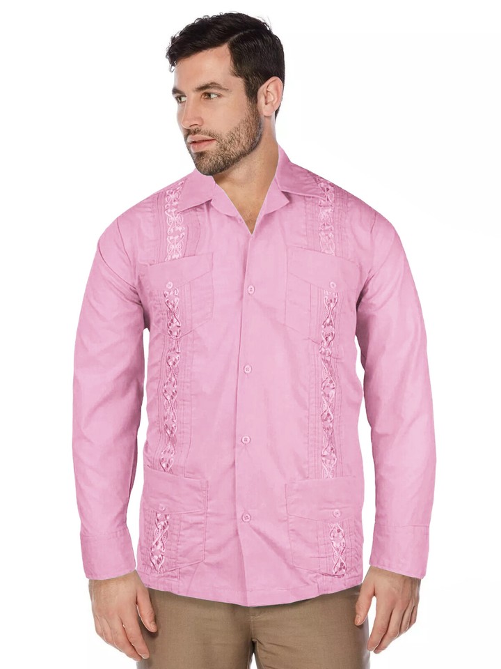 COOFANDY Men's Long Sleeve Guayabera Shirt - Casual Maldives