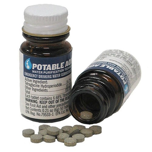 Potable Aqua Water Purification Tablets for Travel Camping Hiking, 2x50ct Bottle - Picture 3 of 4