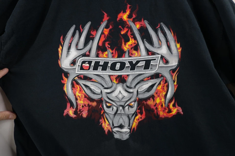 Винтажная мужская футболка с длинным рукавом Team Hoyt Hunting XL Faded Spell Out Fire Flames - Изображение 4 из 4