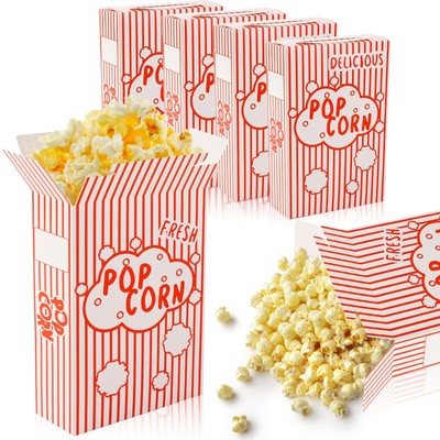 200 Packs Popcorn Boxes Containers 1.25 Oz Paper Popcorn Buckets Red and Whit...