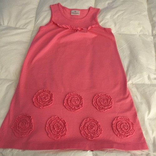 HANNA ANDERSSON GIRLS DRESS SIZE 6 PINK WITH FLOWER EMBELLISHMENTS - Picture 3 of 6